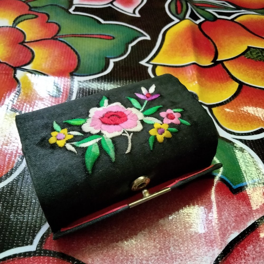 vintage embroidered mirrored lipstick case